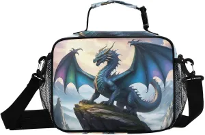 Lunch Boxes Dragon Rocky Wing for Women Men Insulated Lunch Bag for Work, Picnic, Funny Cute Anime Cooler Tote Bag with Adjustable Shoulder Strap