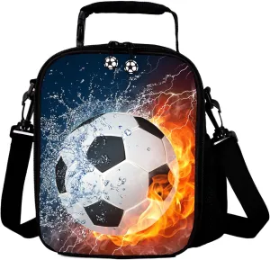 Lunch Tote, 2019 Upgrade Insulated Football Lunch Bag- Waterproof Reusable Lunch Box Portable Meal Bag Ice Pack for Kids Boys Girls -Black