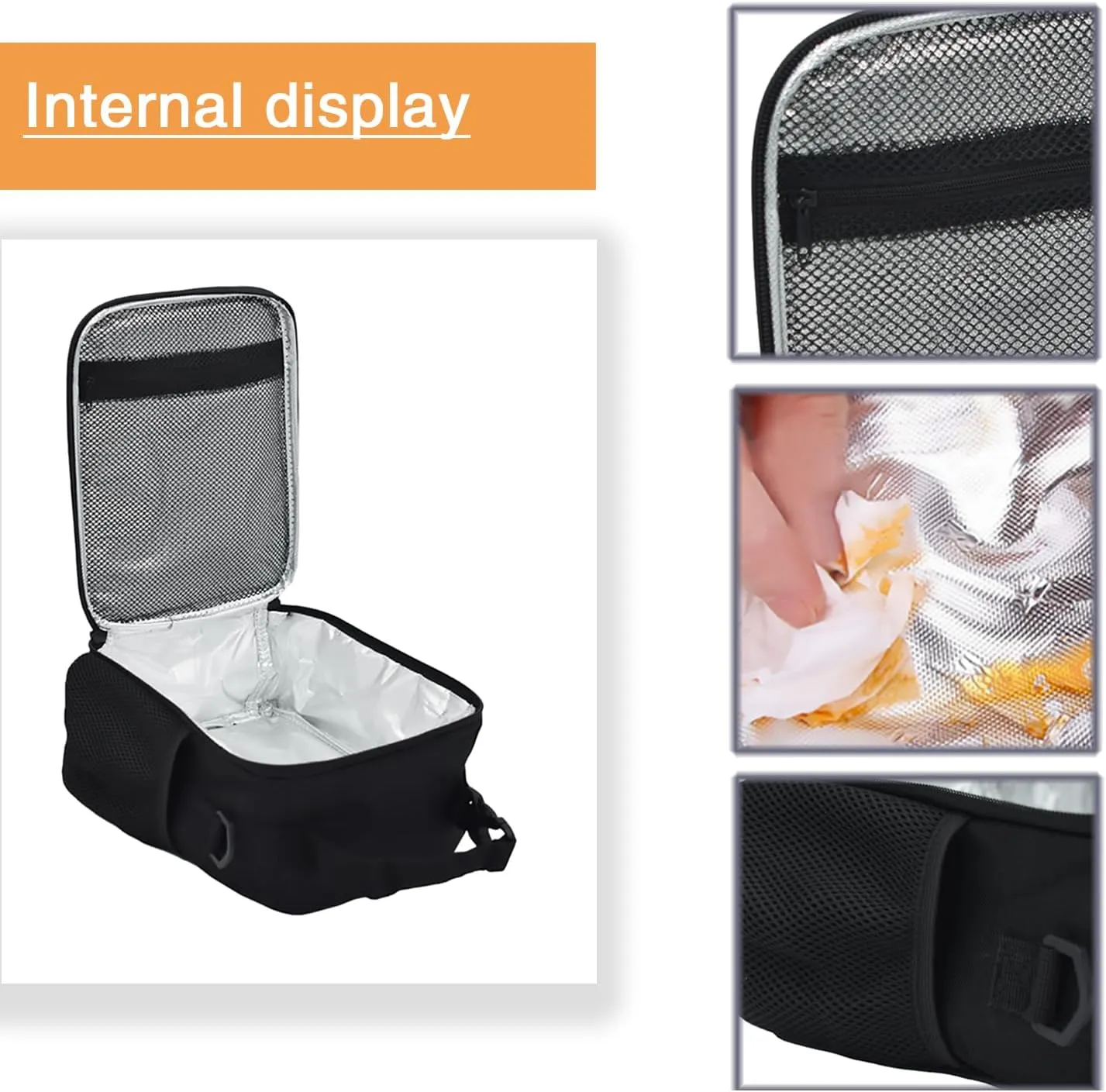 Lunch Tote, 2019 Upgrade Insulated Football Lunch Bag- Waterproof Reusable Lunch Box Portable Meal Bag Ice Pack for Kids Boys Girls -Black