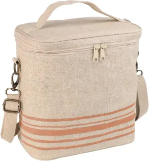 Lunch Tote Bag for Women, Thermal Bag with Double Zipper Close and adjustable shoulder strap, Insulated Cooler Bag for Work, Travel & Picnic (Golden Stripe)