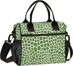 Lunch Tote Bags for Men lunch Box Lunch Cooler Bag Large Work Lizard Skin Green Leakproof Office Picnic Travel Lunch Bag M