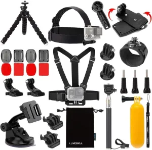 Luxebell Accessories Kit for AKASO EK5000 EK7000 4K WiFi Action Camera GoPro Hero 12 11 10 9 8 7 6 5/Session 5/Hero 4/3 /3/2/1 Max Fusion SJ4000 SJ5000 (14-in-1)