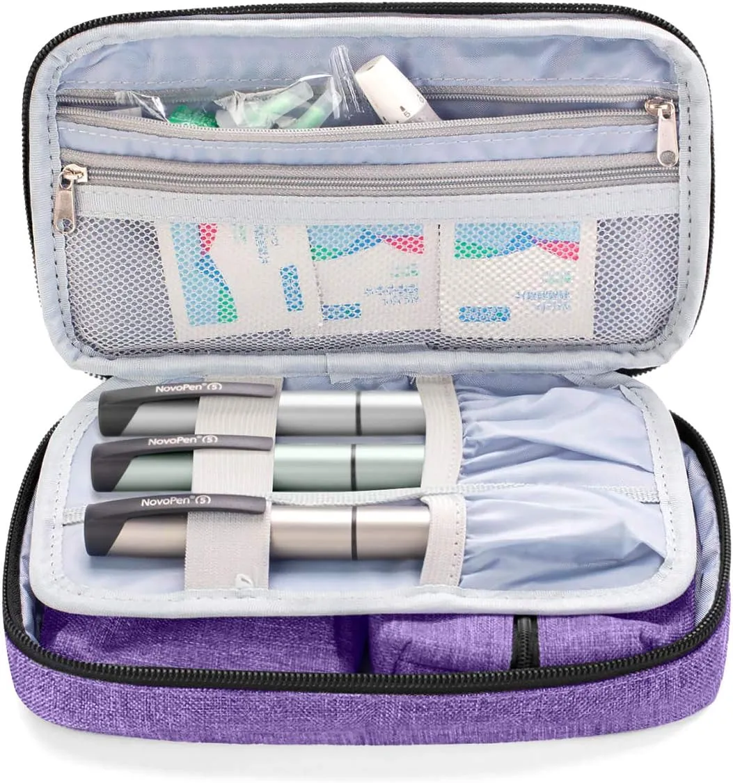 LUXJA Diabetic Supplies Travel Case, Storage Bag for Glucose Meter and Other Diabetic Supplies (Bag Only), Purple