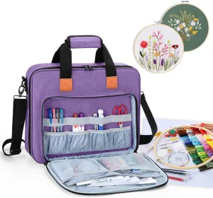LUXJA Embroidery Project Bag, Embroidery Kits Storage Bag (Bag Only), Purple