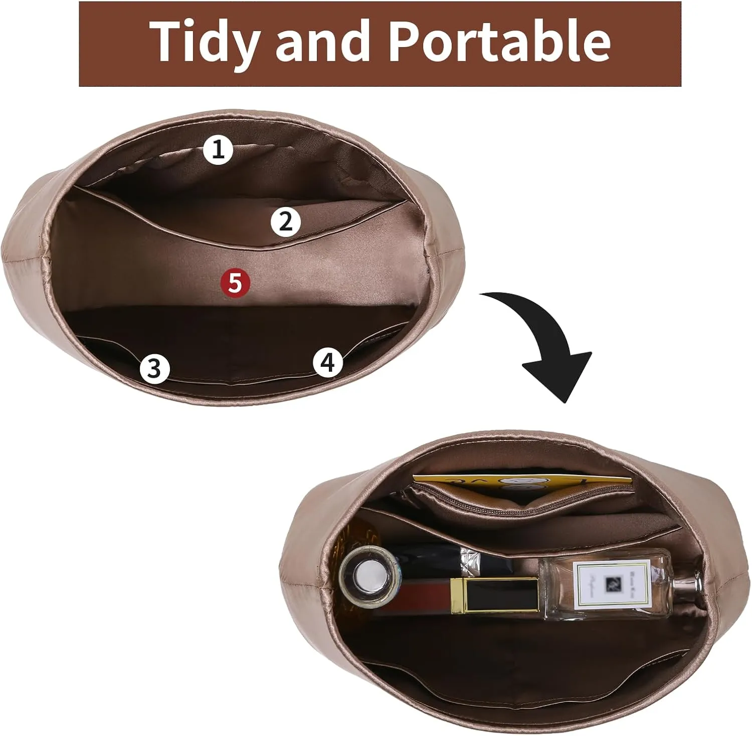 Luxury Silk Purse Organizer for Boulogne - Silky Smooth Handbag Insert with Hidden Zipper