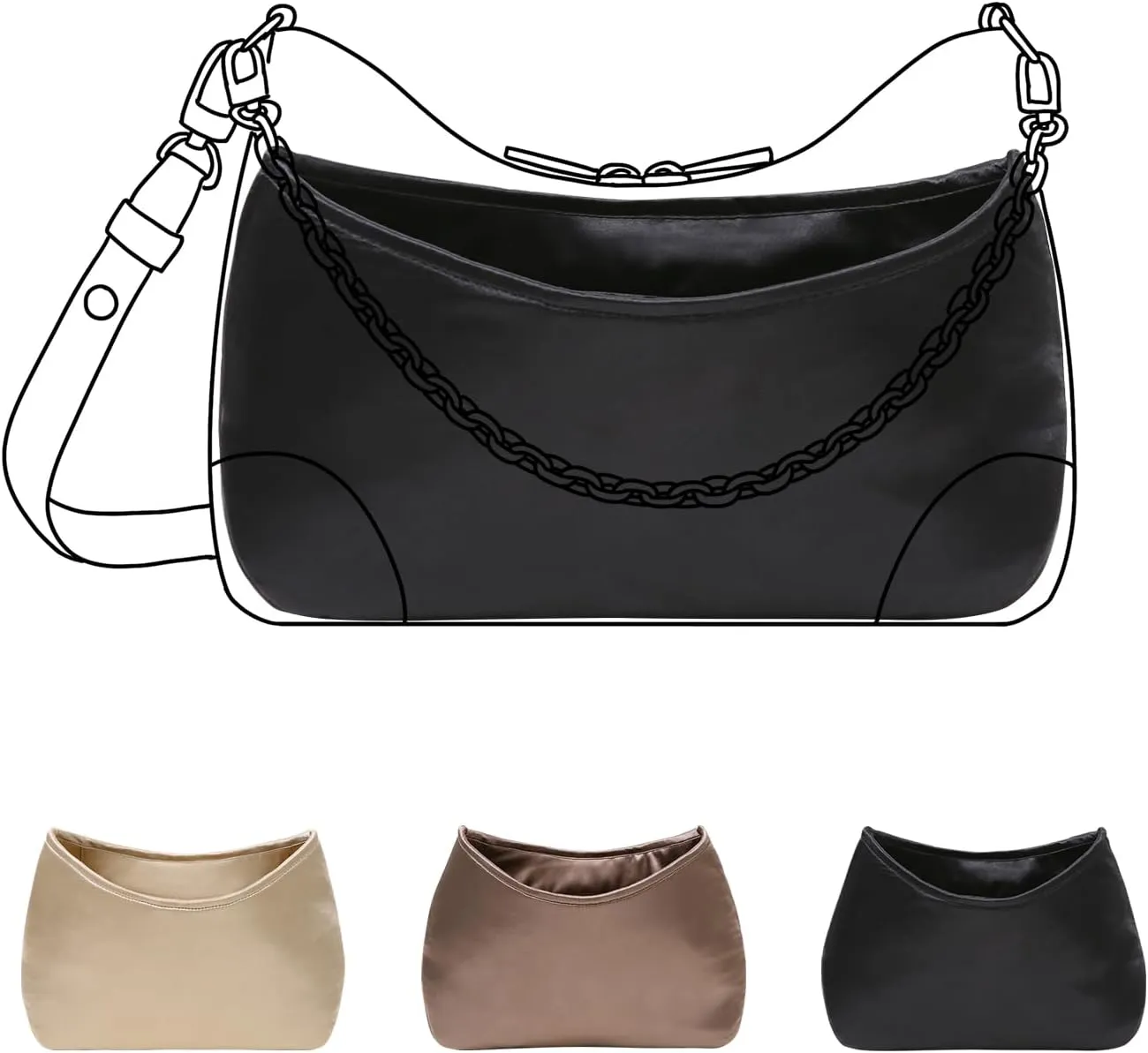 Luxury Silk Purse Organizer for Boulogne - Silky Smooth Handbag Insert with Hidden Zipper