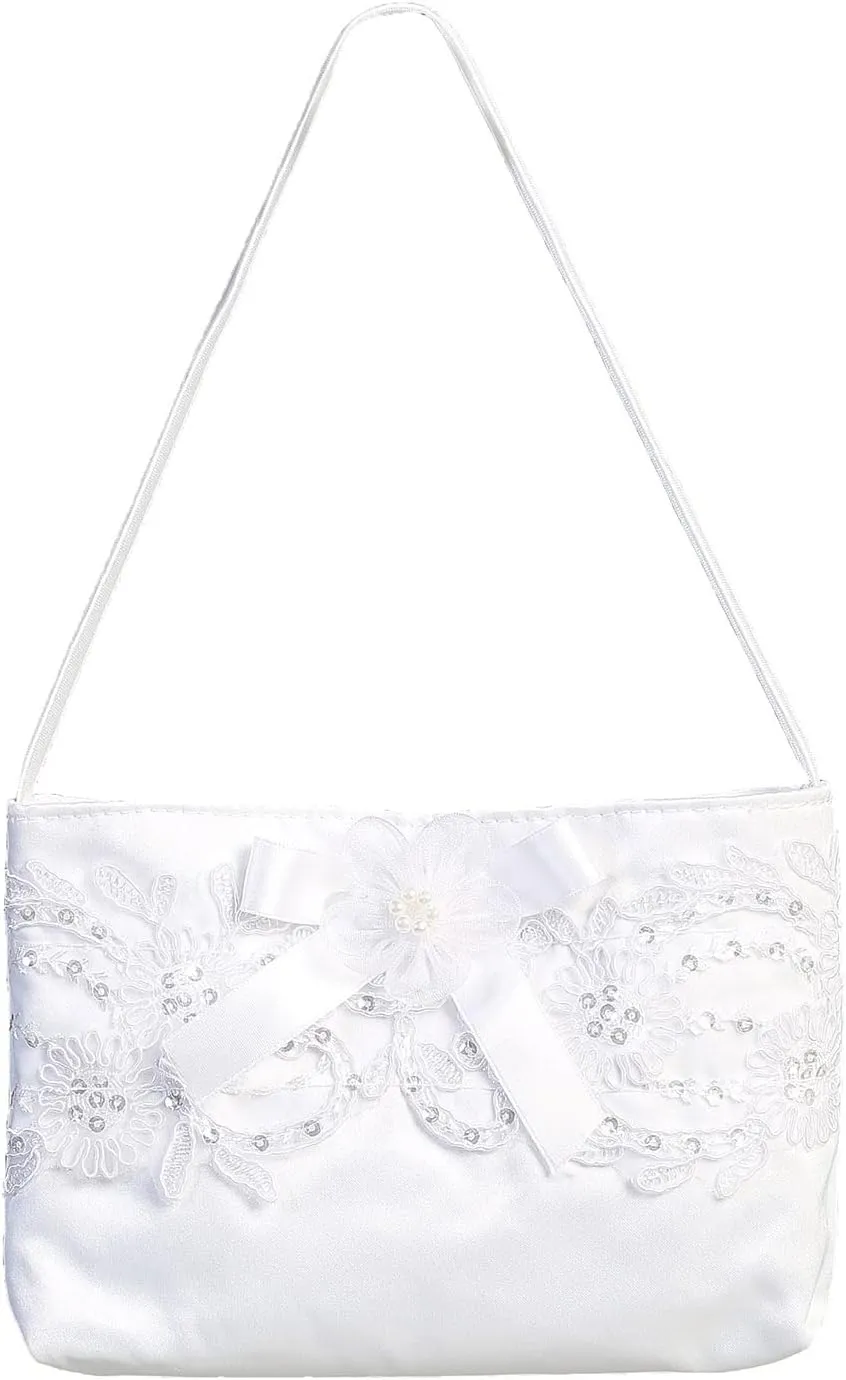 Made in USA - Holy First Communion Purses - White Satin Purse Girls - 1st Communion Gifts - Accesorios Primera Comunion