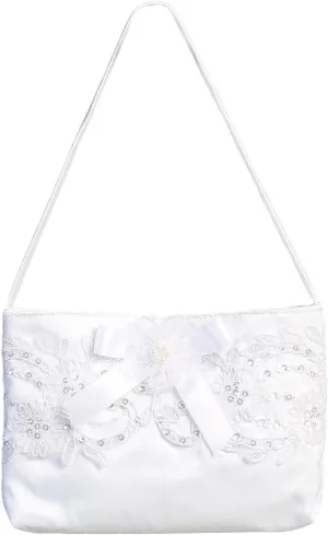 Made in USA - Holy First Communion Purses - White Satin Purse Girls - 1st Communion Gifts - Accesorios Primera Comunion
