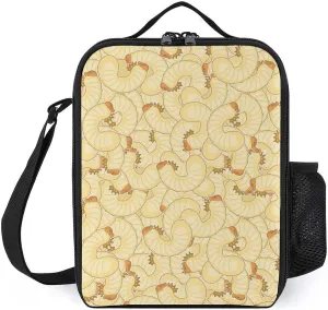 Maggot Beetle Larva Insulated Cooler Bag Portable Waterproof Lunch Box Adjustable Straps Meal Tote with Handle
