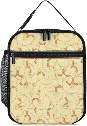 Maggot Beetle Larva Insulated Lunch Bag Cooler Bag Portable Leakproof Lunch Box Adjustable Handbag Meal Tote with Handle