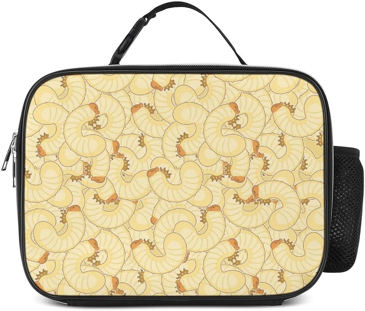 Maggot Beetle Larva Insulated Lunch Bag Cooler Bag Portable Waterproof Lunch Box Adjustable Handbag Meal Tote with Handle