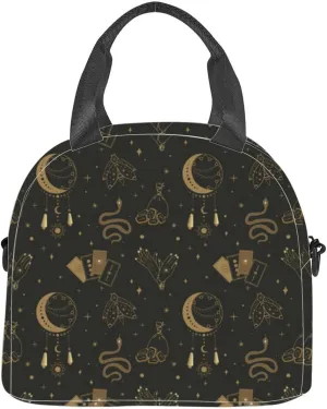 Magic symbols collection set Esoteric Mysterious boho mystical magic Insulated Adult Lunch Bag with Shoulder Strap for Women Lightweight Reusable Portable Freezable Lunch Tote Bag for Work Picnic