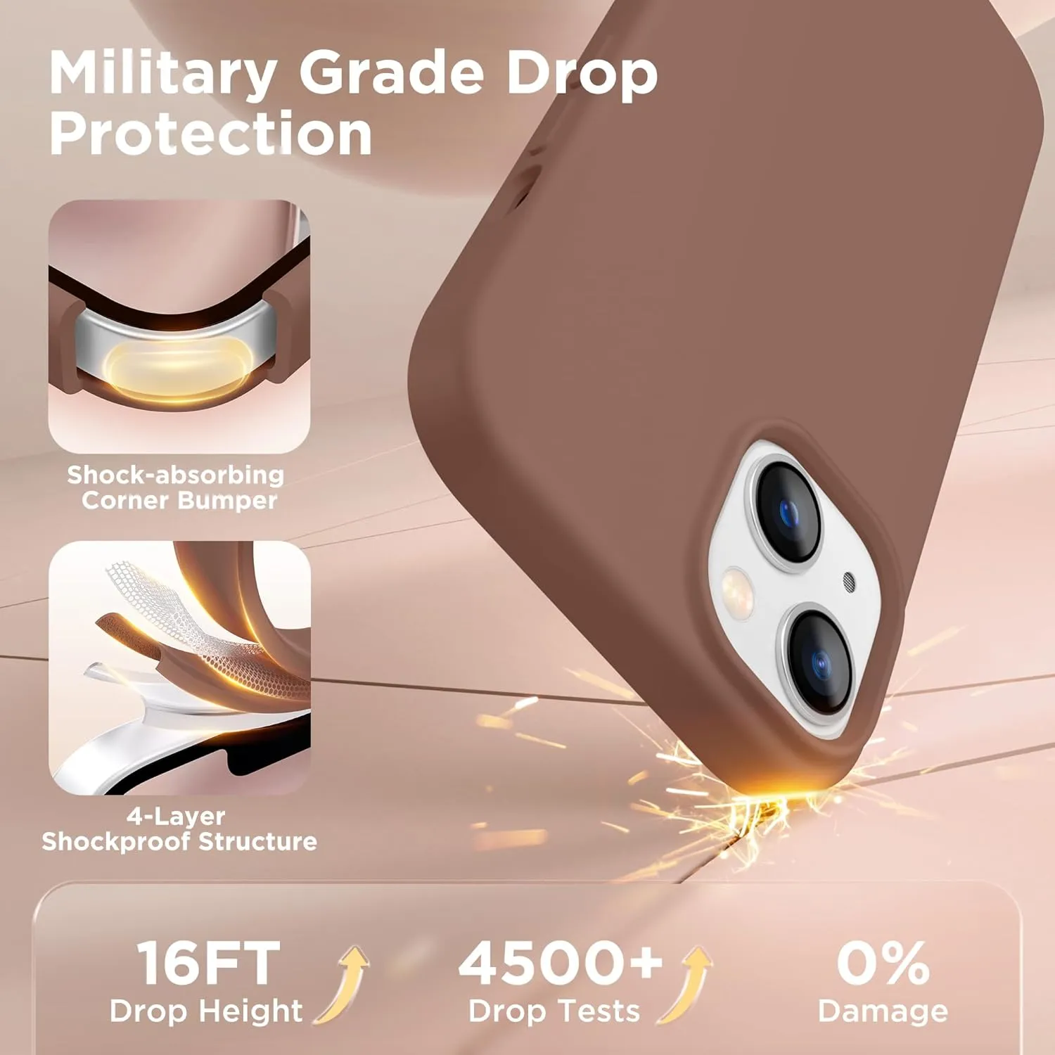 Magnetic for iPhone 13 Case & iPhone 14 Case, Compatible with MagSafe, [Soft Anti-Scratch Microfiber Lining], Slim Liquid Silicone Shockproof Protective Phone Case 6.1 inch, Brown
