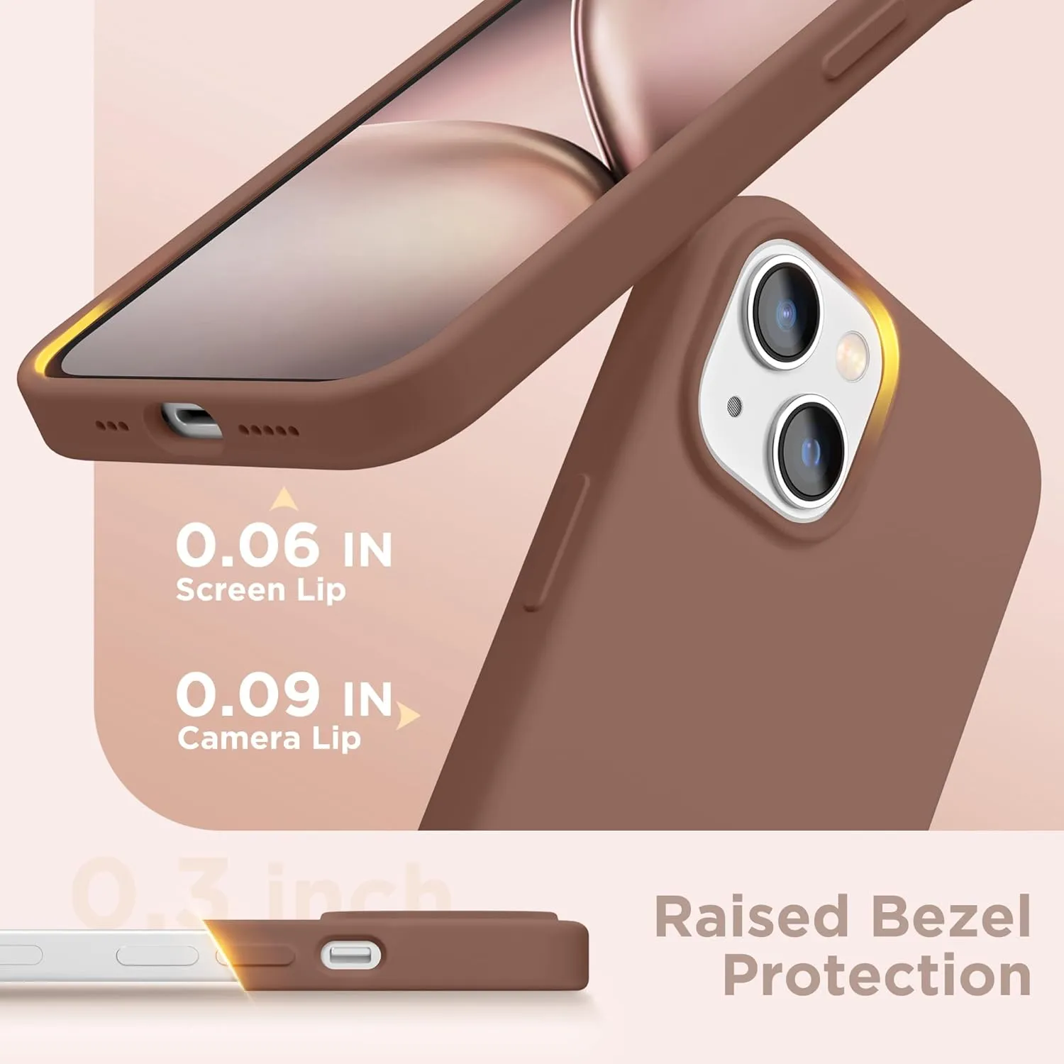 Magnetic for iPhone 13 Case & iPhone 14 Case, Compatible with MagSafe, [Soft Anti-Scratch Microfiber Lining], Slim Liquid Silicone Shockproof Protective Phone Case 6.1 inch, Brown