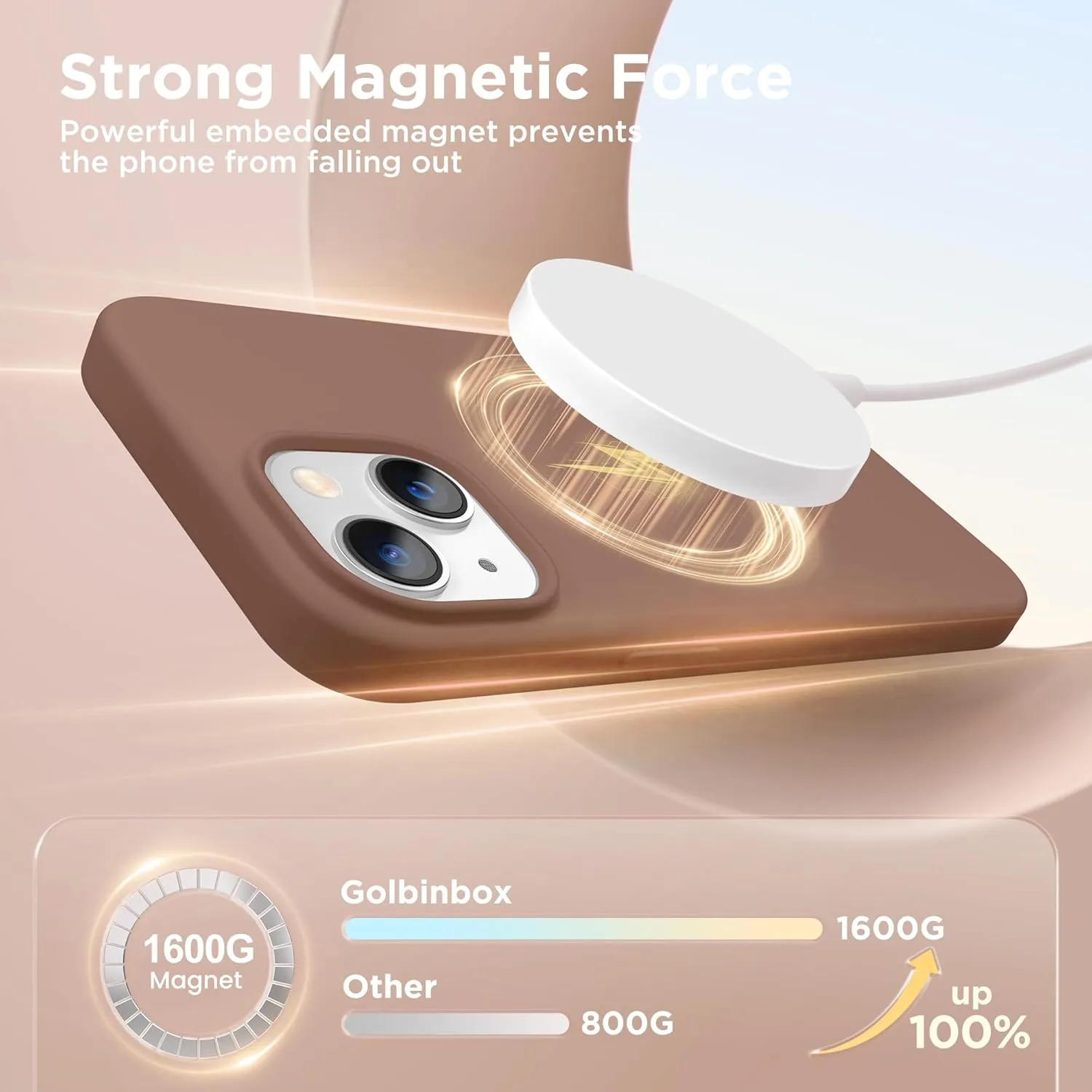 Magnetic for iPhone 13 Case & iPhone 14 Case, Compatible with MagSafe, [Soft Anti-Scratch Microfiber Lining], Slim Liquid Silicone Shockproof Protective Phone Case 6.1 inch, Brown