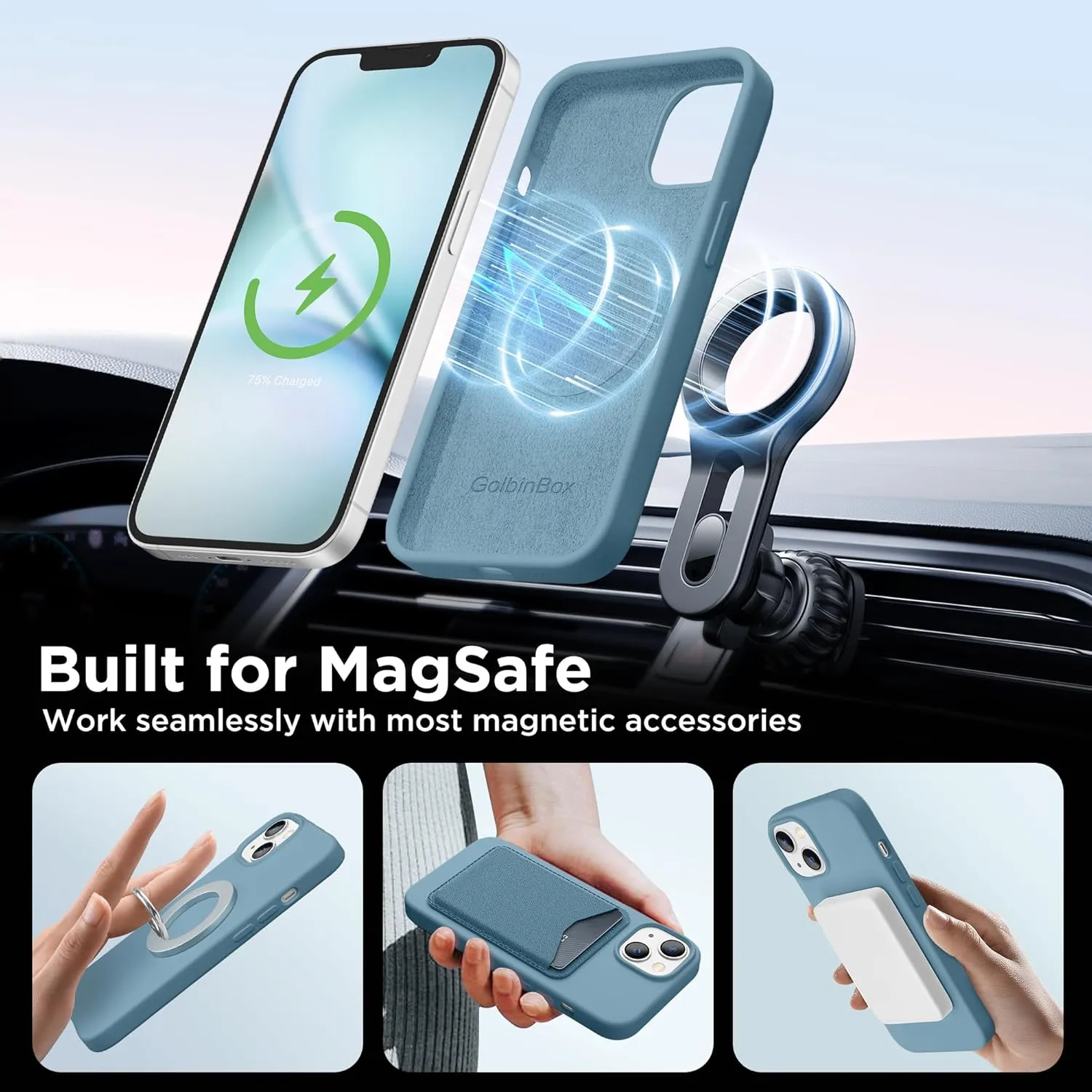 Magnetic for iPhone 13 Case & iPhone 14 Case, Compatible with MagSafe, [Soft Anti-Scratch Microfiber Lining], Slim Liquid Silicone Shockproof Protective Phone Case 6.1 inch, Cactus