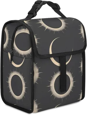 Magnificent Solar Eclipse Pattern Fashion Insulated Cooler Bag Portable Waterproof Lunch Box Adjustable Handbag Meal Tote with Handle