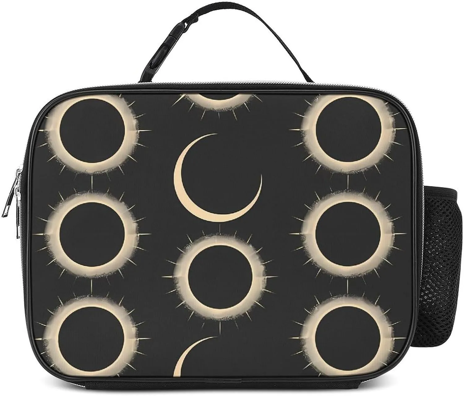 Magnificent Solar Eclipse Pattern Insulated Lunch Bag Cooler Bag Portable Waterproof Lunch Box Adjustable Handbag Meal Tote with Handle