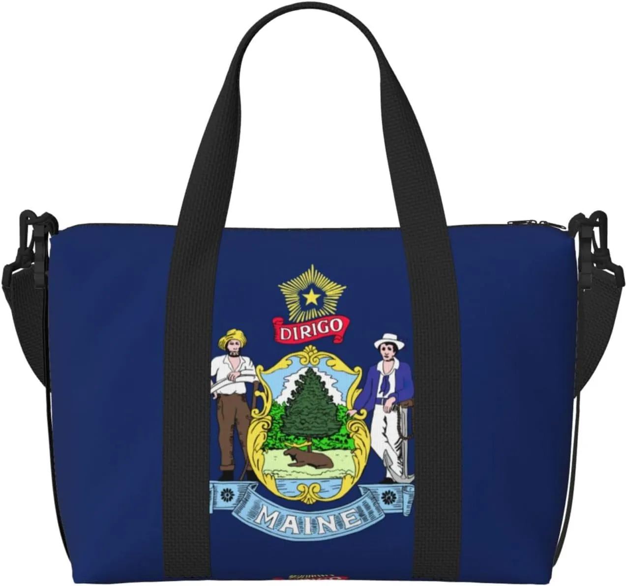 Maine State Flag print Travel Duffel Bag Tote Carry on Luggage Bag, Sports Gym Bag Weekender Overnight Bags