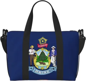 Maine State Flag print Travel Duffel Bag Tote Carry on Luggage Bag, Sports Gym Bag Weekender Overnight Bags