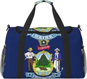 Maine State Flag Weekender Overnight Carry On Bag, For Women Men, Perfect For Frequent Flyers