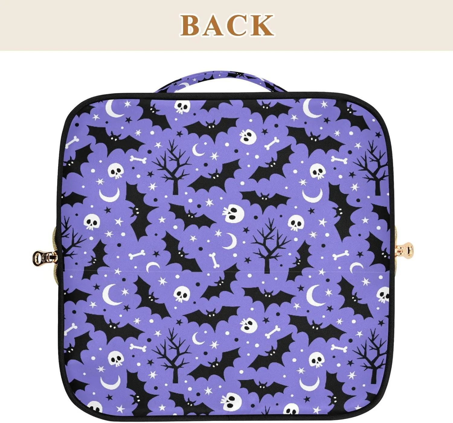 Makeup Organizer Bag, Halloween Bat Travel Makeup Bags Makeup Vanity Case Large Capacity Rhombus Cosmetic Toiletry Bag for Girl Women Ladies