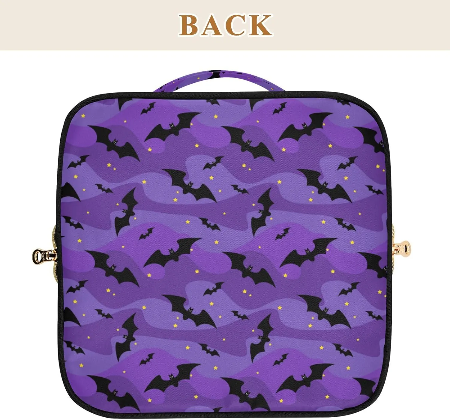 Makeup Organizer Bag, Halloween Black Bats Night Sky with Stars Travel Makeup Bags Makeup Vanity Case Large Capacity Rhombus Cosmetic Toiletry Bag for Girl Women Ladies