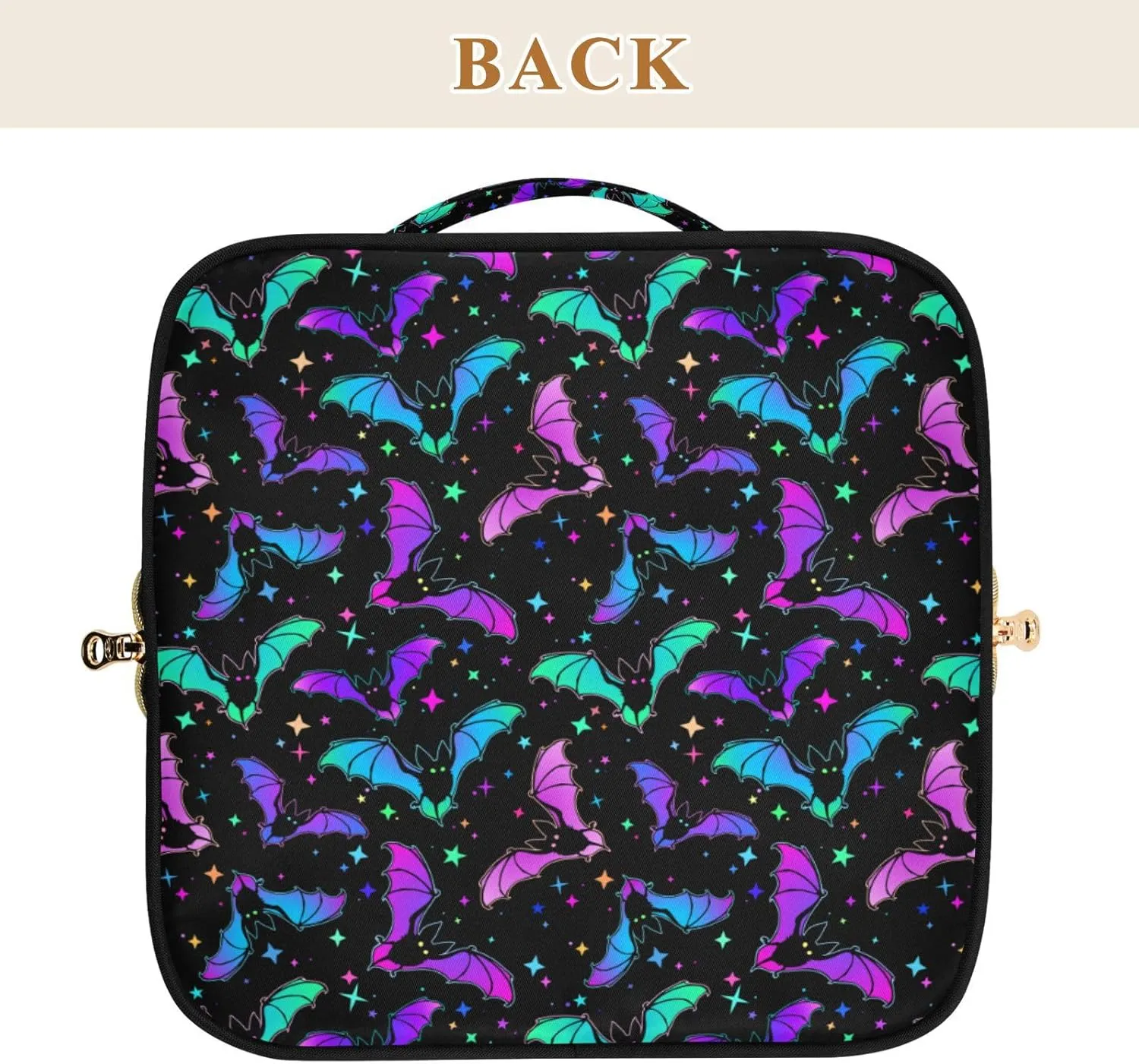 Makeup Organizer Bag, Halloween Luminous Bats Travel Makeup Bags Makeup Vanity Case Large Capacity Rhombus Cosmetic Toiletry Bag for Girl Women Ladies