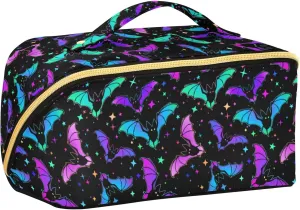 Makeup Organizer Bag, Halloween Luminous Bats Travel Makeup Bags Makeup Vanity Case Large Capacity Rhombus Cosmetic Toiletry Bag for Girl Women Ladies