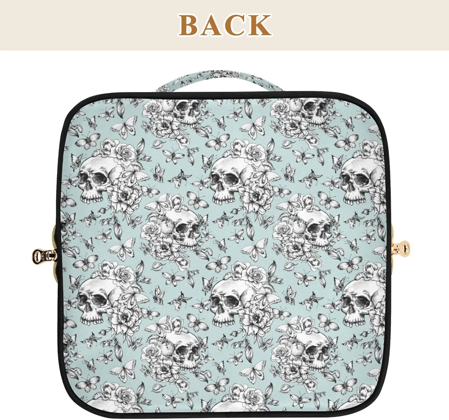 Makeup Organizer Bag, Vintage Goth Skull Travel Makeup Bags Makeup Vanity Case Large Capacity Rhombus Cosmetic Toiletry Bag for Girl Women Ladies
