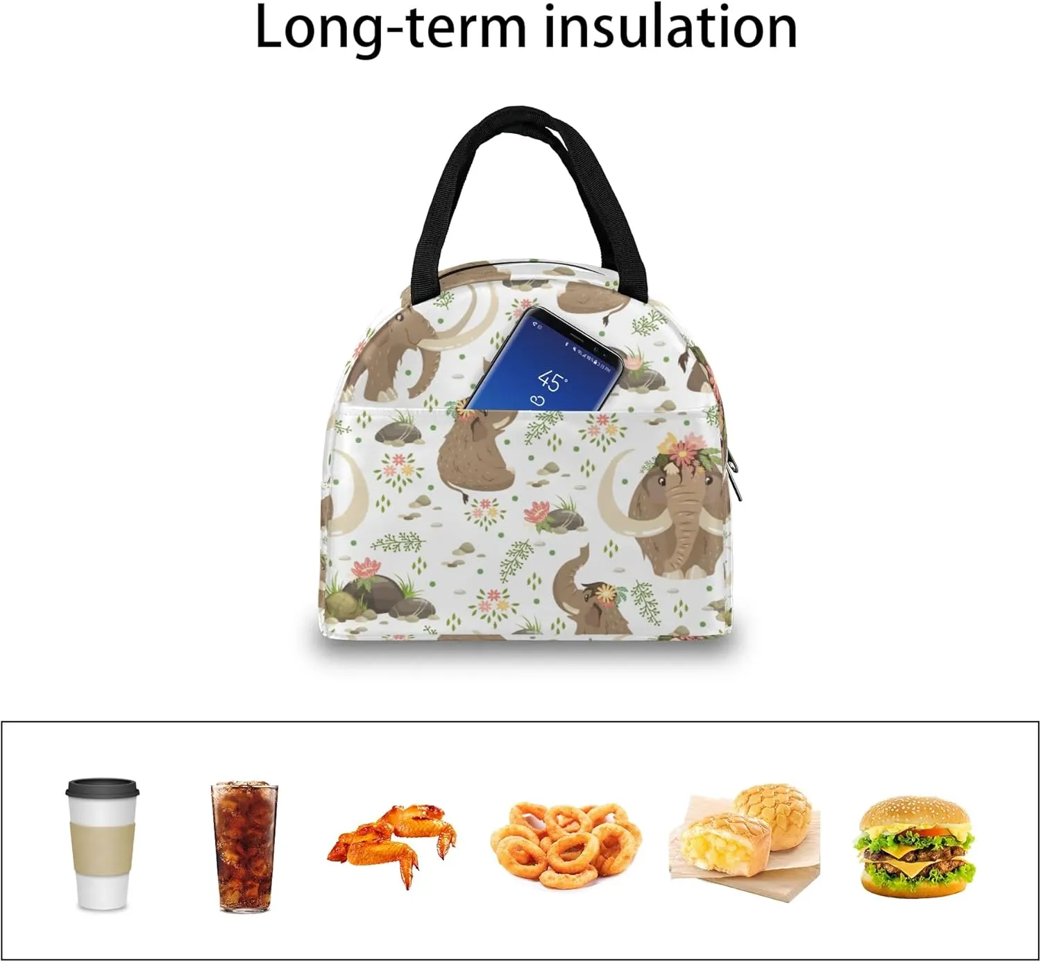 Mammoth Lunch Bag for Women Men Adult Insulated Leakproof Lunch Box with Pocket Reusable Thermal Cooler Lunch Tote Bags for Work Office Picnic Travel Beach
