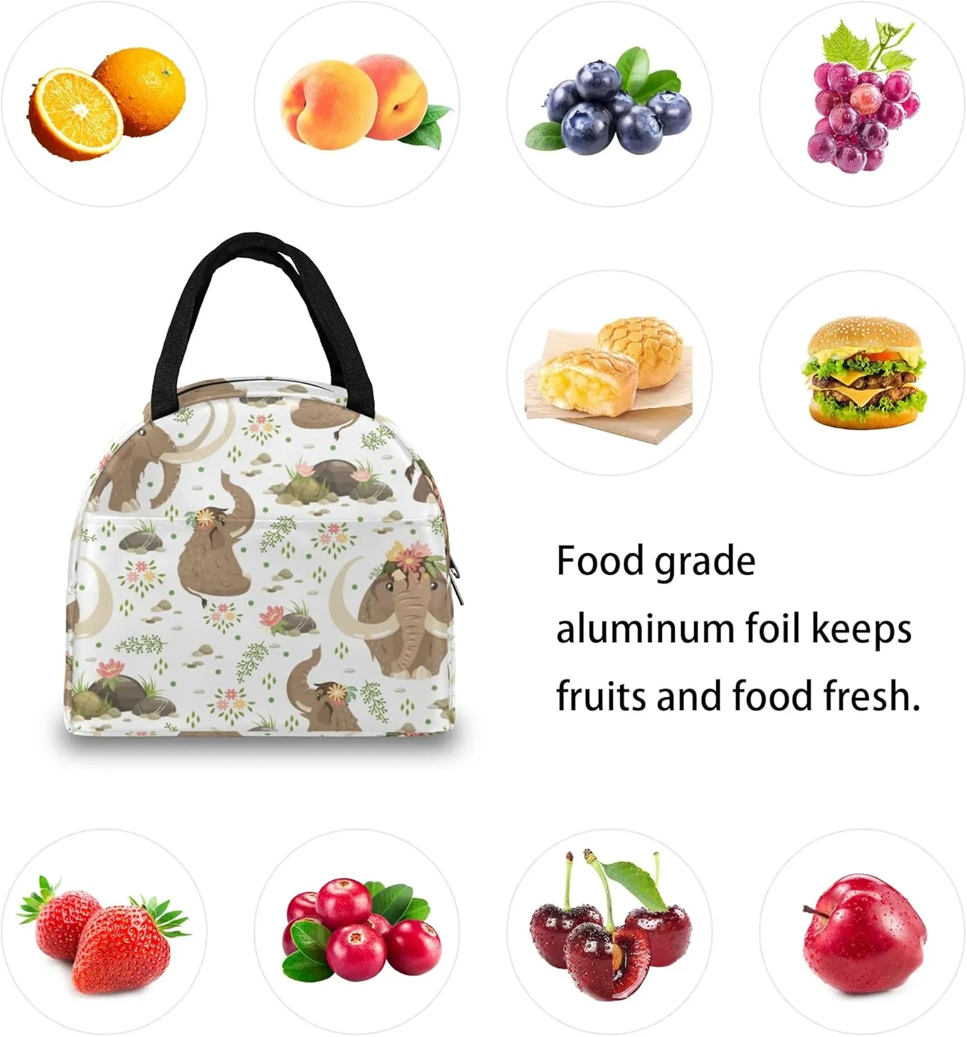 Mammoth Lunch Bag for Women Men Adult Insulated Leakproof Lunch Box with Pocket Reusable Thermal Cooler Lunch Tote Bags for Work Office Picnic Travel Beach