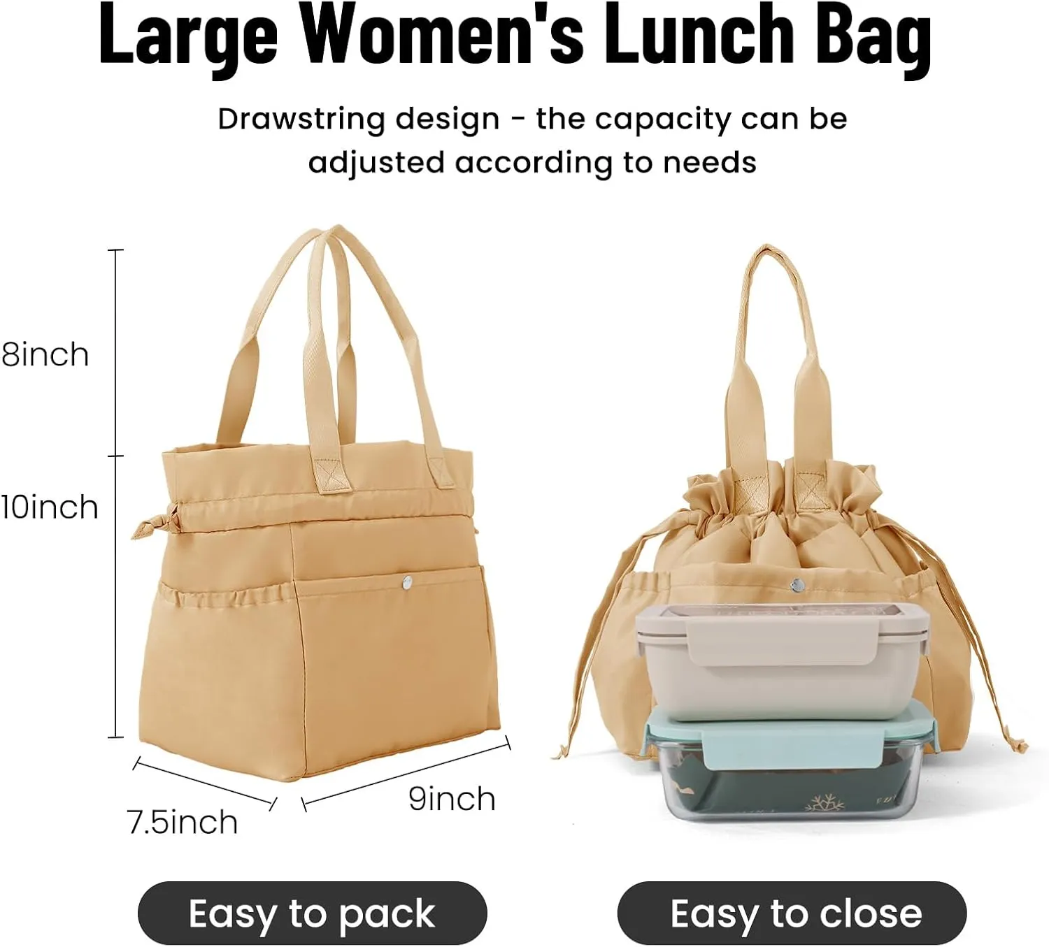 MAMONA Lunch Bag Women – Reusable Insulated Lunch Bag Stain-Resistant, Large Capacity Lunch box for Women Perfect for Office Picnic Hiking