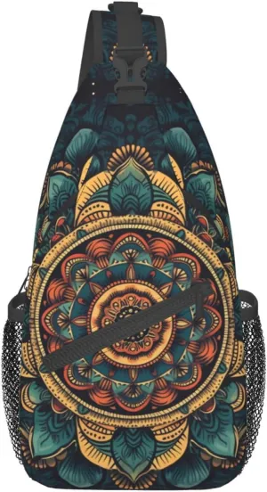 Mandala Sling Backpack Chest Bag Crossbody Shoulder Bag Gym Cycling Travel Hiking Daypack For Men Women