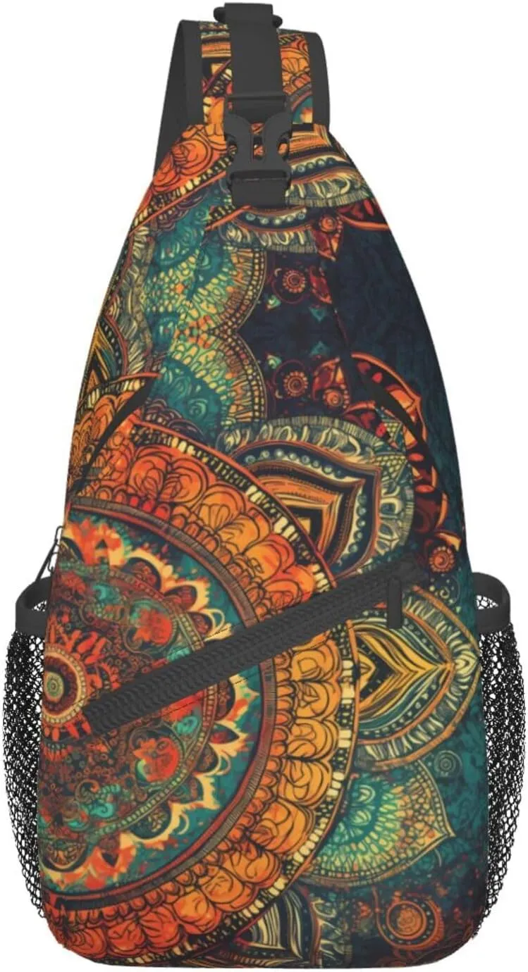 Mandala Sling Backpack Chest Bag Crossbody Shoulder Bag Gym Cycling Travel Hiking Daypack For Men Women