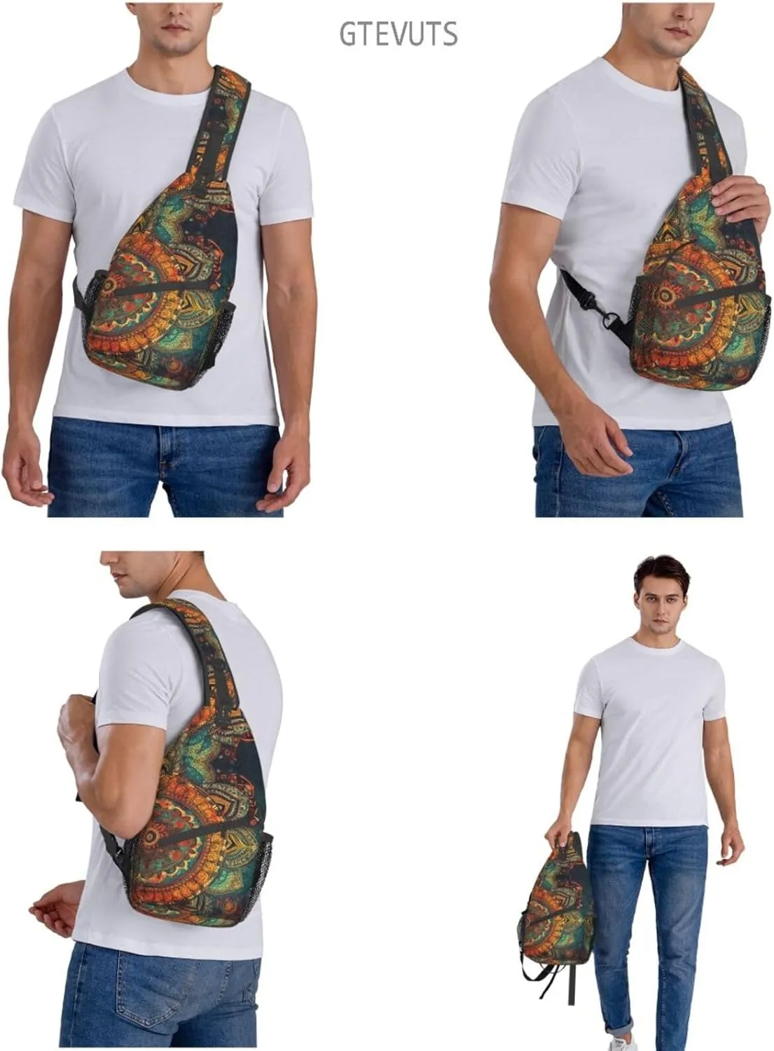 Mandala Sling Backpack Chest Bag Crossbody Shoulder Bag Gym Cycling Travel Hiking Daypack For Men Women