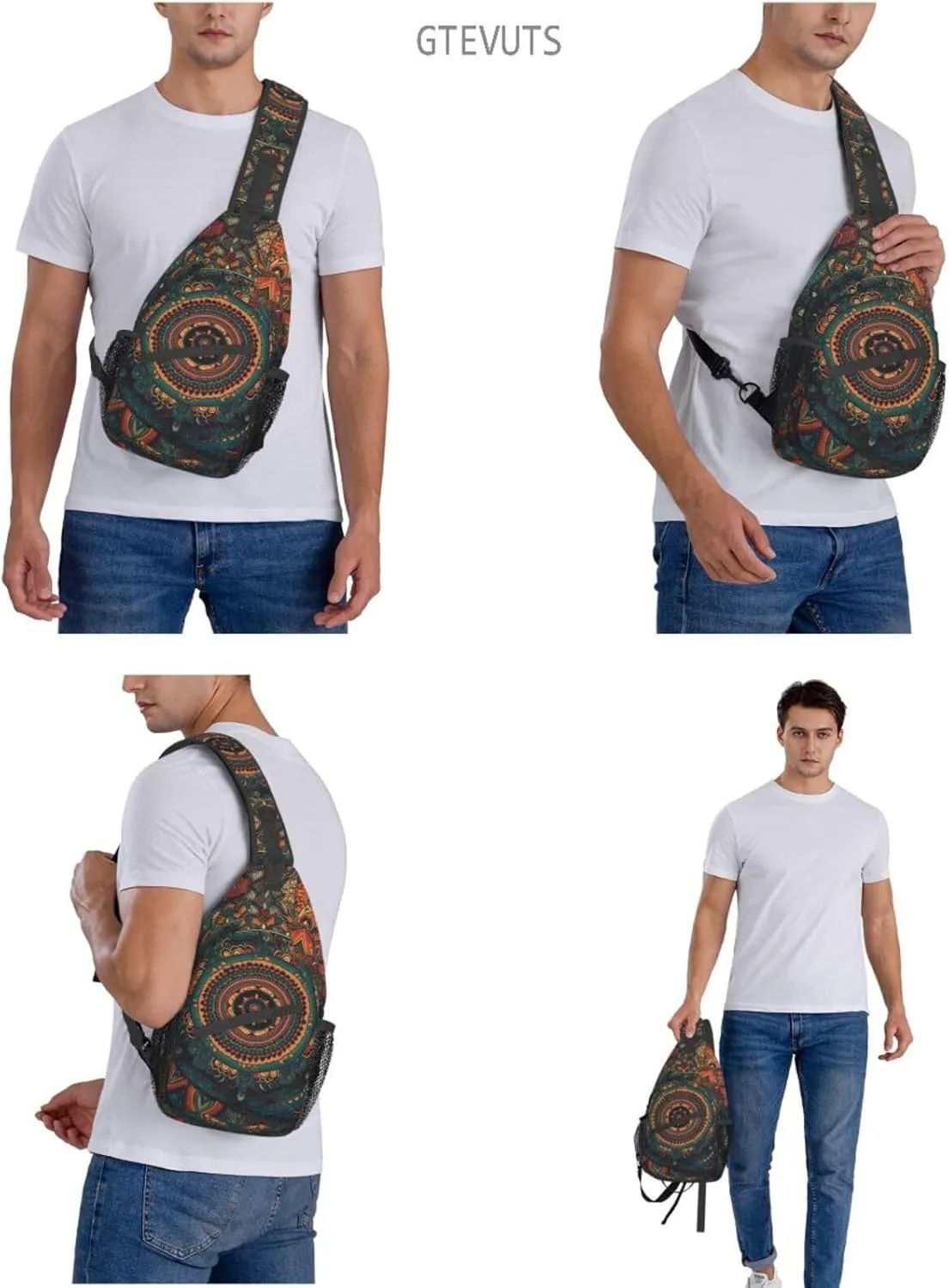 Mandala Sling Backpack Chest Bag Crossbody Shoulder Bag Gym Cycling Travel Hiking Daypack For Men Women