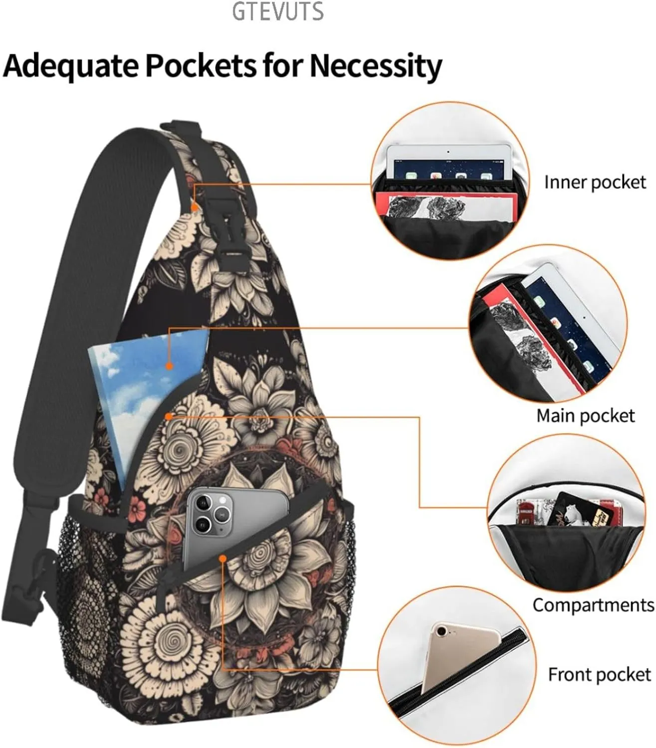 Mandala Sling Backpack Chest Bag Crossbody Shoulder Bag Gym Cycling Travel Hiking Daypack For Men Women