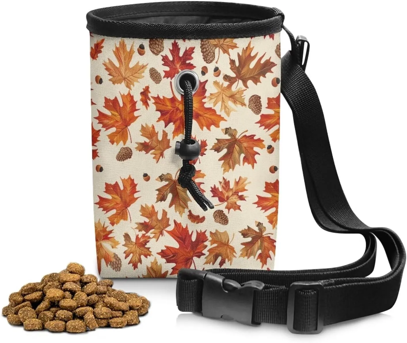Maple Leaf Puppy Training Pouch Treat Pouches for Pet Training, Dog Walking Bag Pet Feed Snack Reward Pouch Multiwear Treat Tote with Waist Belt Shoulder Strap
