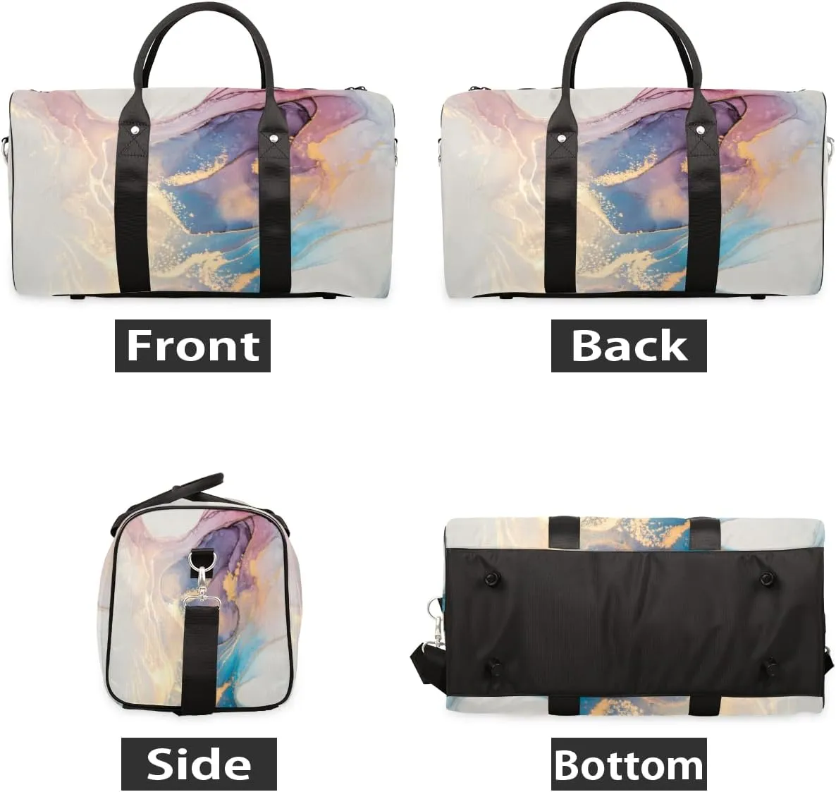 Marble Texture Travel Duffel BagArt Marble Foldable Weekender Overnight Bag Waterproof Carry on Luggage Handle Bag Sports Tote Gym Bag Workout Bag for Women Men Traveling