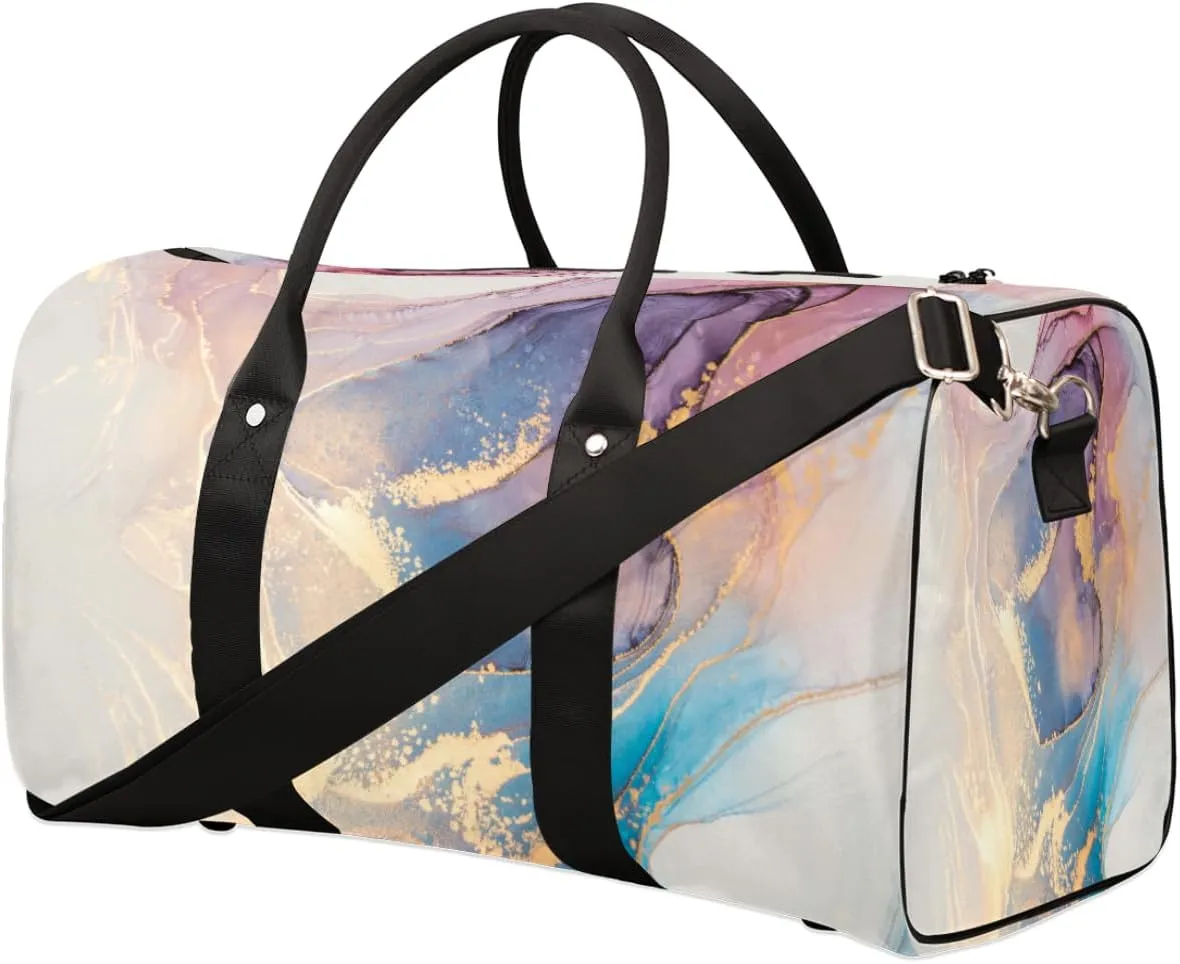 Marble Texture Travel Duffel BagArt Marble Foldable Weekender Overnight Bag Waterproof Carry on Luggage Handle Bag Sports Tote Gym Bag Workout Bag for Women Men Traveling