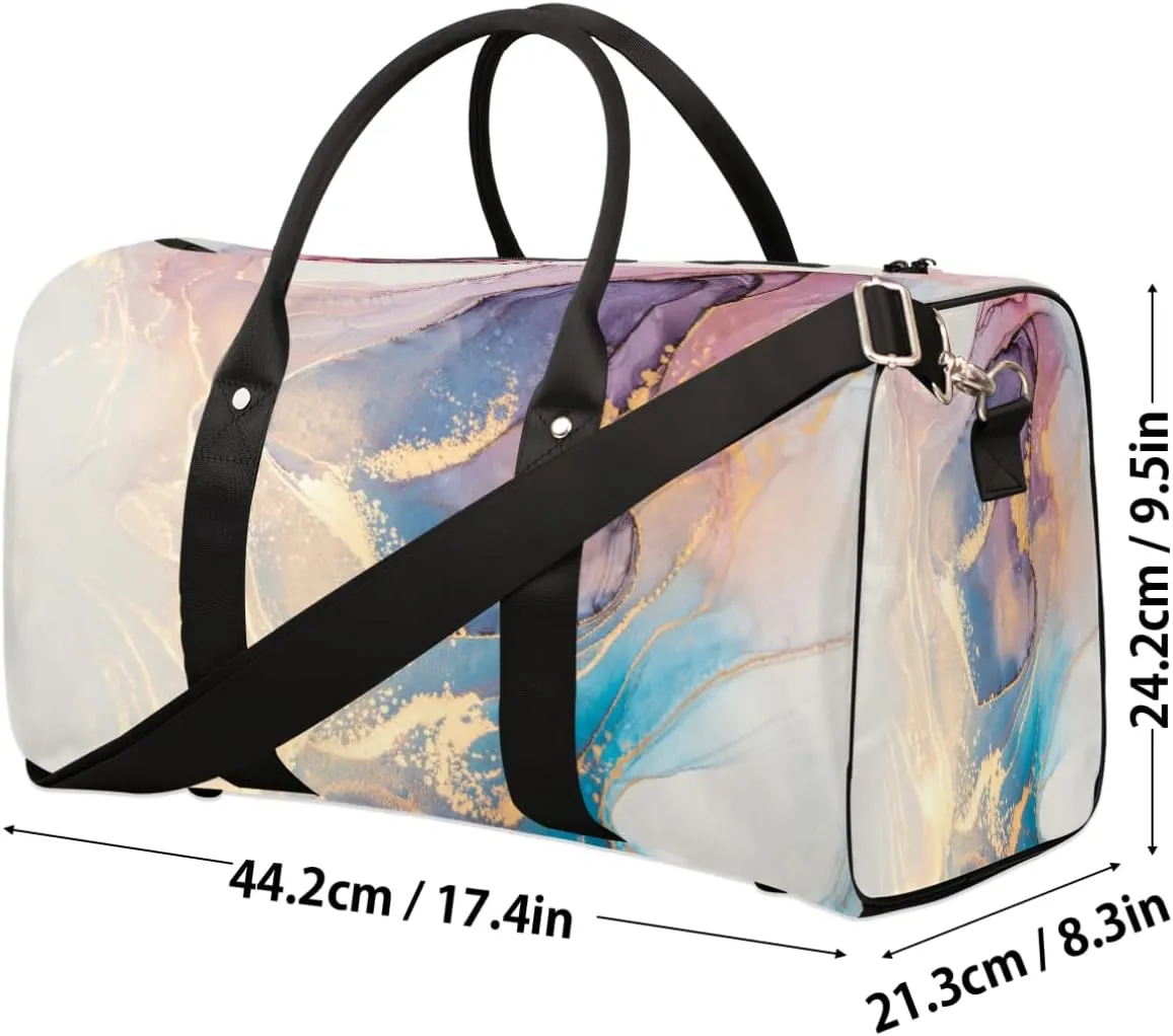 Marble Texture Travel Duffel BagArt Marble Foldable Weekender Overnight Bag Waterproof Carry on Luggage Handle Bag Sports Tote Gym Bag Workout Bag for Women Men Traveling