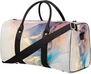 Marble Texture Travel Duffel BagArt Marble Foldable Weekender Overnight Bag Waterproof Carry on Luggage Handle Bag Sports Tote Gym Bag Workout Bag for Women Men Traveling