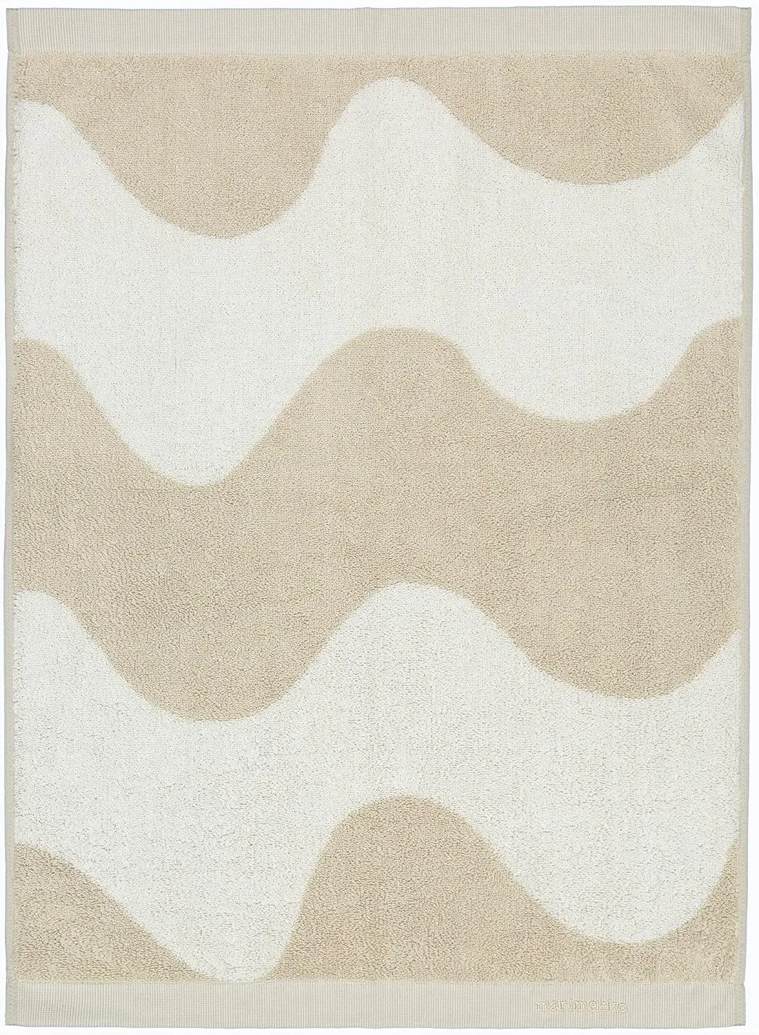 MARIMEKKO Lokki Terry Cotton Hand Towel (Beige) – Waves Patterned Hand Towels – 28 in x 20 in