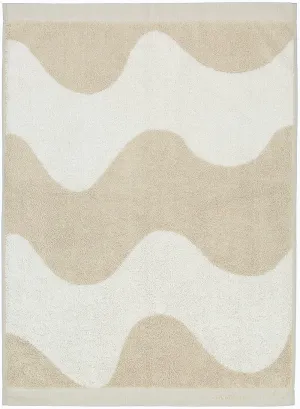 MARIMEKKO Lokki Terry Cotton Hand Towel (Beige) – Waves Patterned Hand Towels – 28 in x 20 in