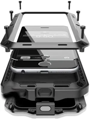 Marrkey Compatiable with iPhone 15 Pro Max Case,360 Full Body Protective Cover Heavy Duty Shockproof Tough Armour Aluminum Alloy Metal Case with Silicone Built-in Screen Protector - Black