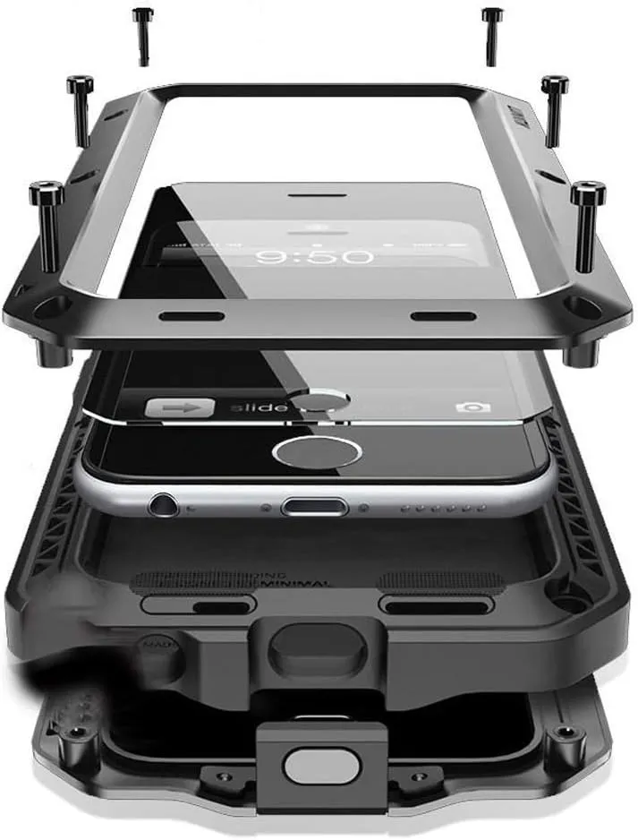 Marrkey Compatiable with iPhone 15 Pro Max Case,360 Full Body Protective Cover Heavy Duty Shockproof Tough Armour Aluminum Alloy Metal Case with Silicone Built-in Screen Protector - Black