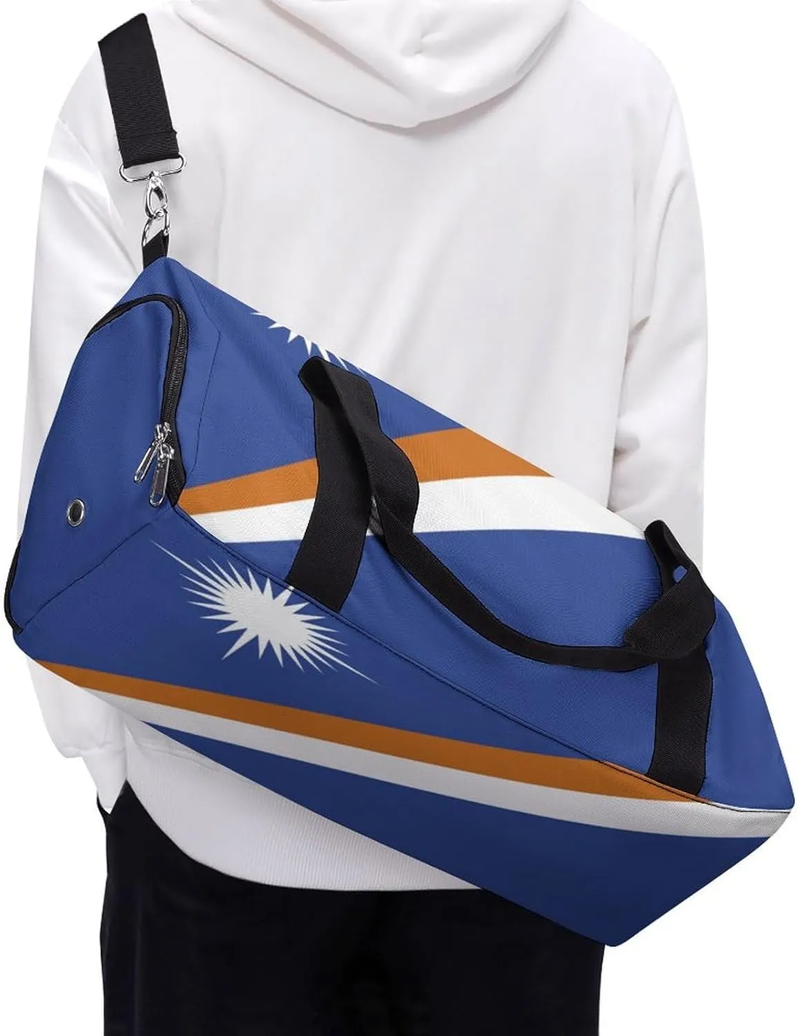 Marshall Lslands Flag Gym Duffel for Boys Girls with Shoe Compartment Travel Weekender