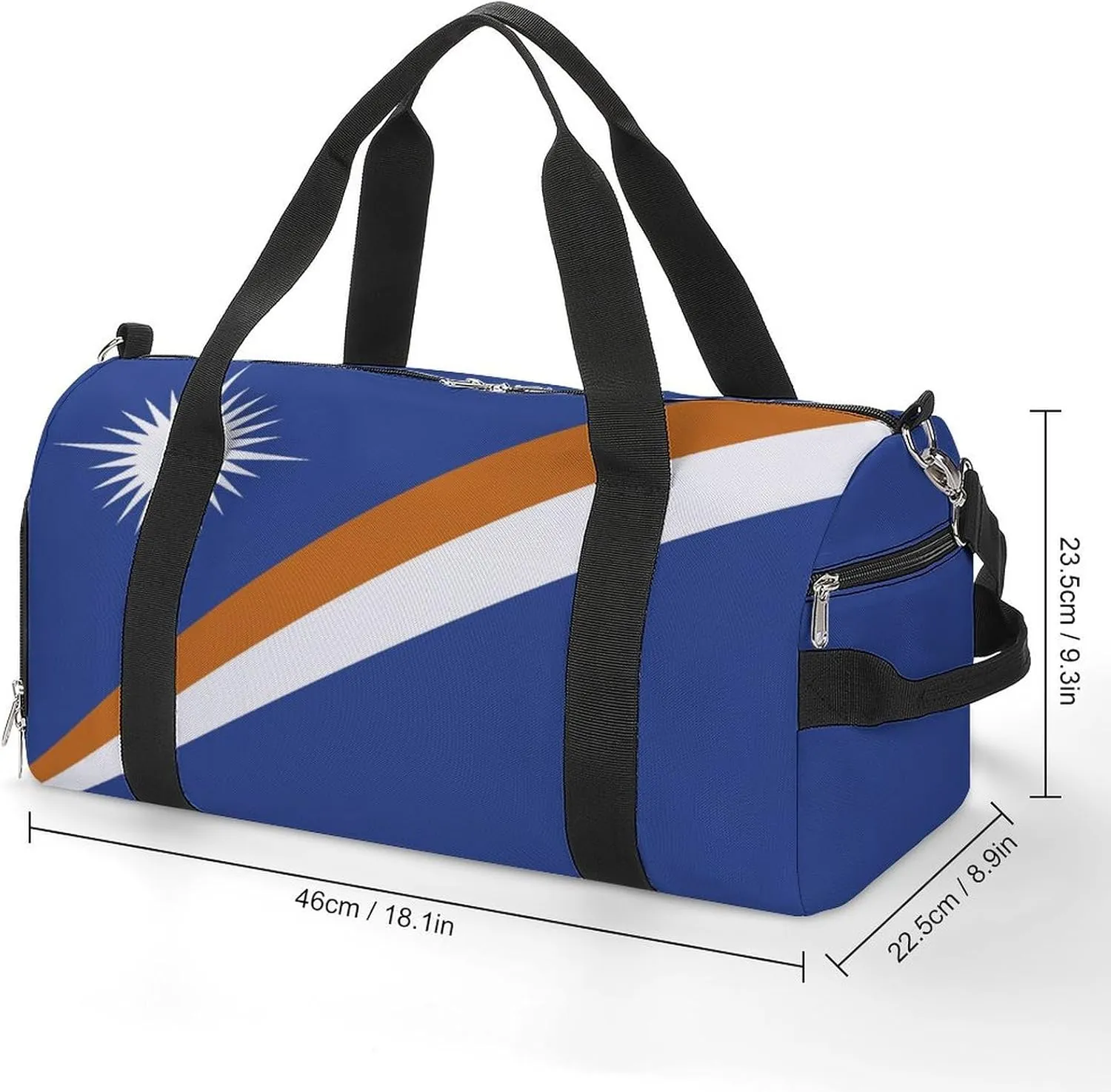 Marshall Lslands Flag Gym Duffel for Boys Girls with Shoe Compartment Travel Weekender