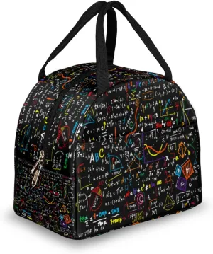 Math Education Geometrical Plots Formulas Lunch Bag for Women Men Leakproof Lunch Tote Bag Reusable Lunch Box Cooler Thermal Bag for Travel Work Office Picnic Hiking Beach